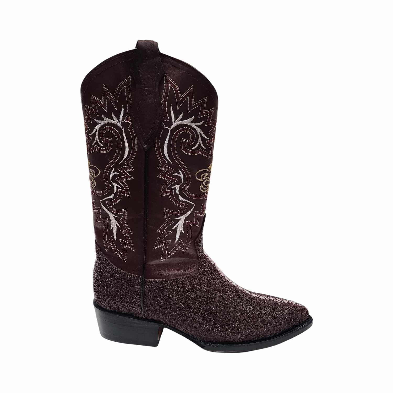 Dona Michi Men's Western Cowboy Exotic Stingray Print Leather Pointy Toe Boots Bota Vaquera Mantarraya Rodeo Puntal