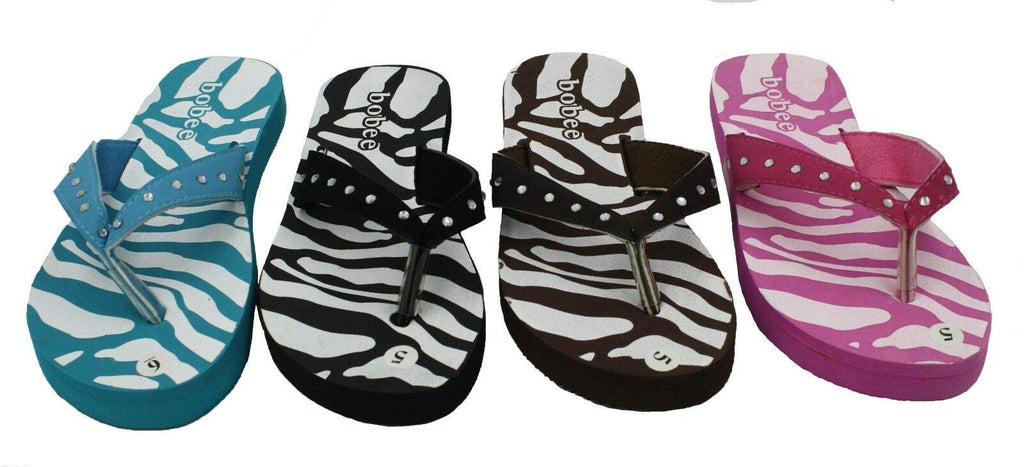 Dona Michi Womens Sandal Flat Beach Flip Flops Zebra With Rhinestone Strap Style Thongs Flats Pamela-23