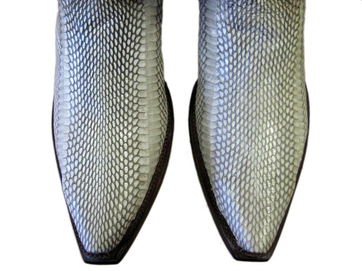 Men's Los Altos Genuine Cobra Snake Belly Snip Toe Natural Western Cowboy Boot