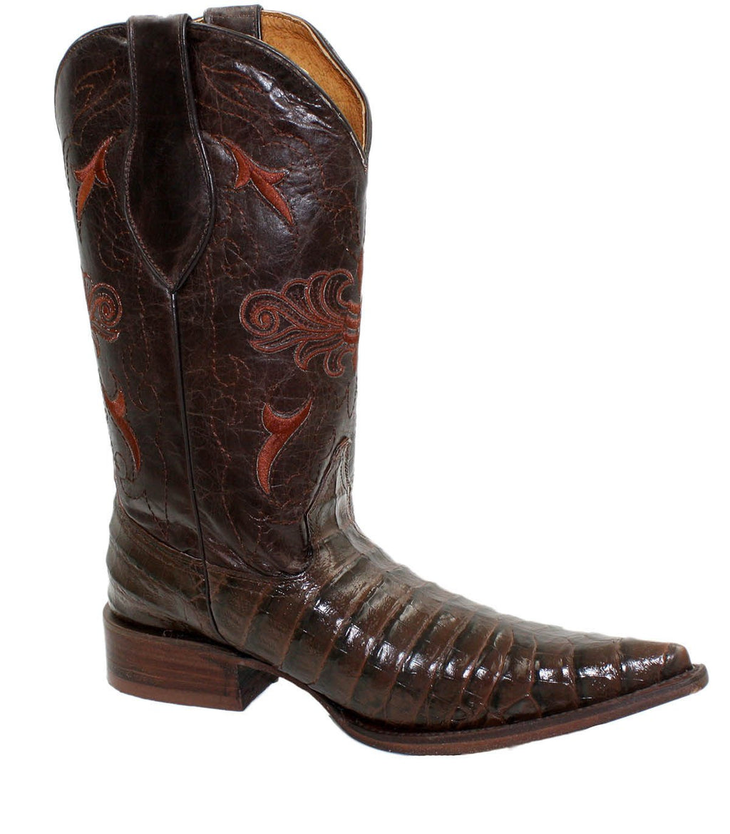 Dona Michi Men's Handcrafted Crocodile Alligator Belly Print Western Cowboy Boots