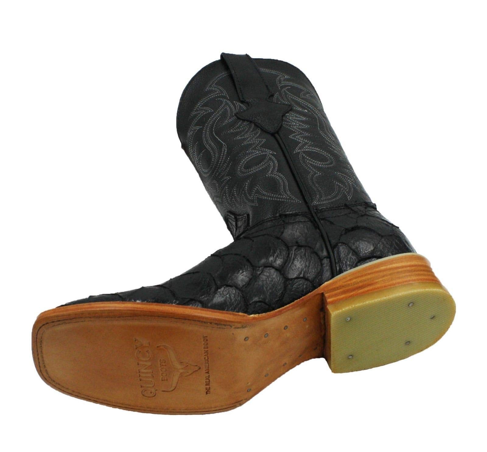 Dona Michi Men's Quincy Pirarucu Fish Print Boots Square Toe Handcrafted Boots
