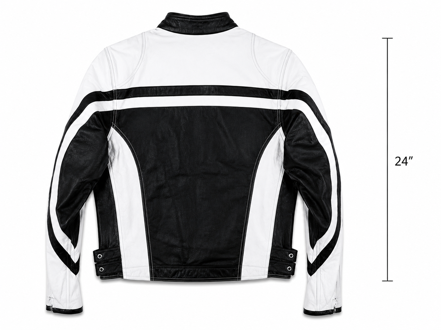 Women’s Genuine Leather Black & White Motorcycle Jacket  Handcrafted