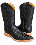 Men’s Black Genuine Leather Exotic Print Western Cowboy Boots
