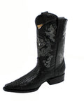 Dona Michi Men's Snip Toe Genuine Python Skin Leather Cowboy Western Boots_Black_11.5
