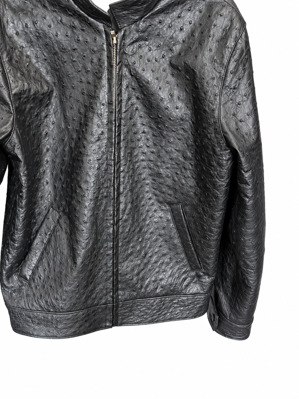 100% Genuine Full-Quill Ostrich Leather Jacket — Not Embossed
