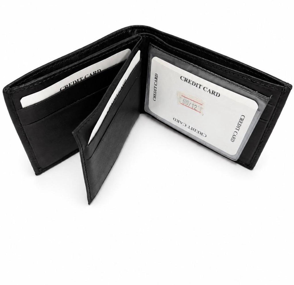 Men’s Genuine Leather Bifold Wallet with ID Window & Card Slots