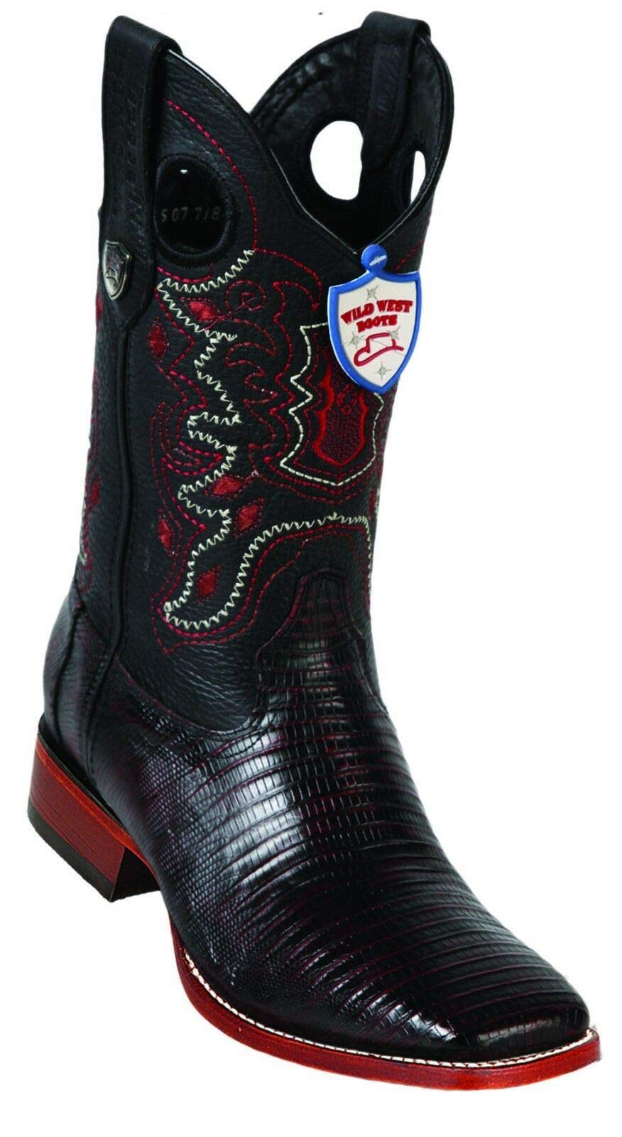 Dona Michi Men's Genuine Lizard Leather Square Toe Rodeo Western Boots Leather Sole