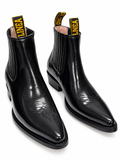 Men’s Genuine Leather Ankle Botín – Black Western Cowboy Boot