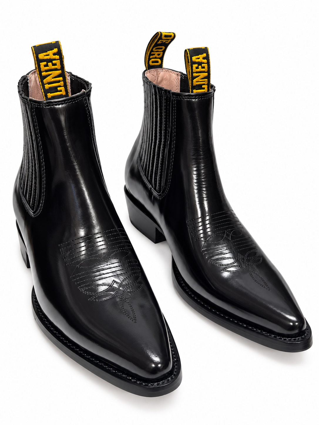 Men’s Genuine Leather Ankle Botín – Black Western Cowboy Boot