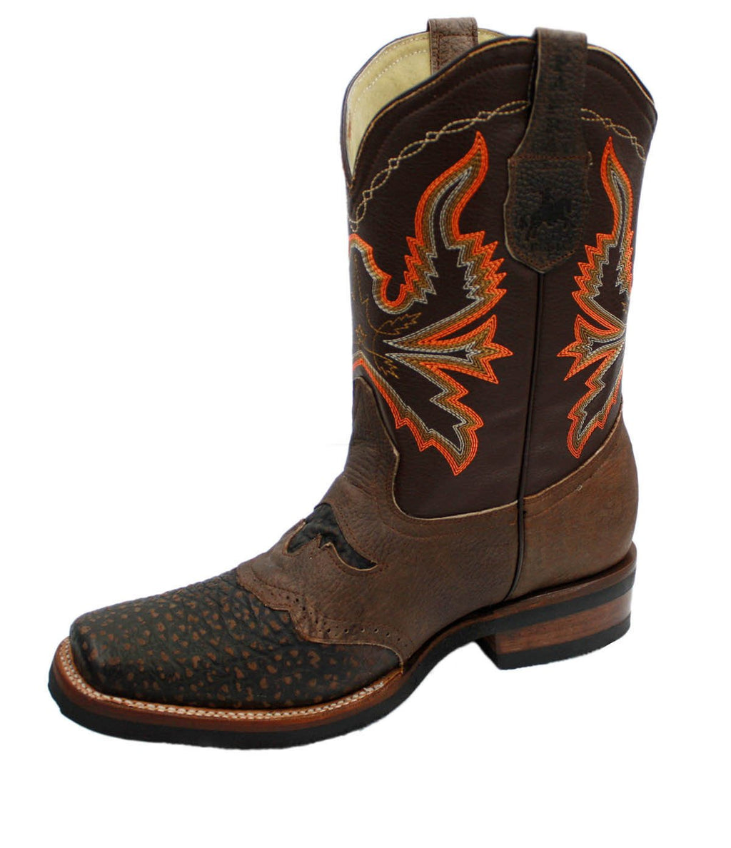 Men Cowboy Boots Genuine Cowhide Leather Crocodile Print Rodeo Boots
