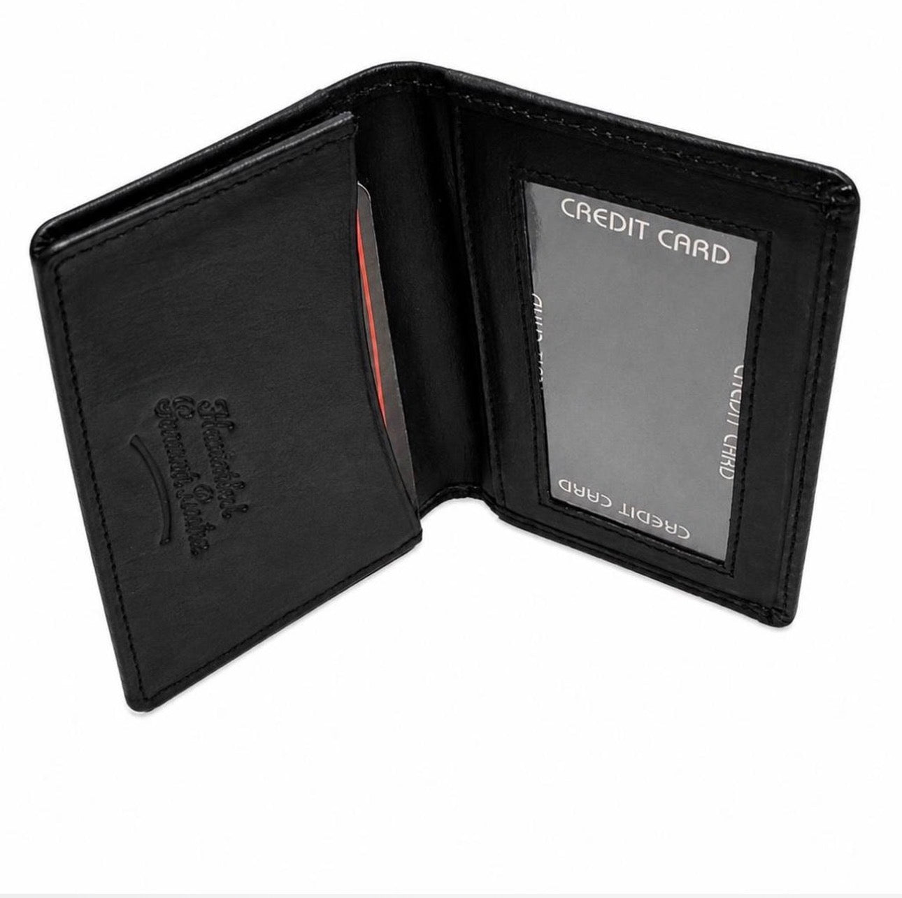 Men’s Genuine Leather Slim Wallet – Black Card Holder with ID Window & Coin Pocket
