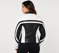 Women’s Genuine Leather Black & White Motorcycle Jacket  Handcrafted