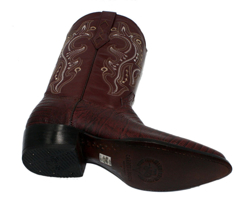 Men Genuine Cowhide Leather Lizard Print J Toe Cowboy Boots