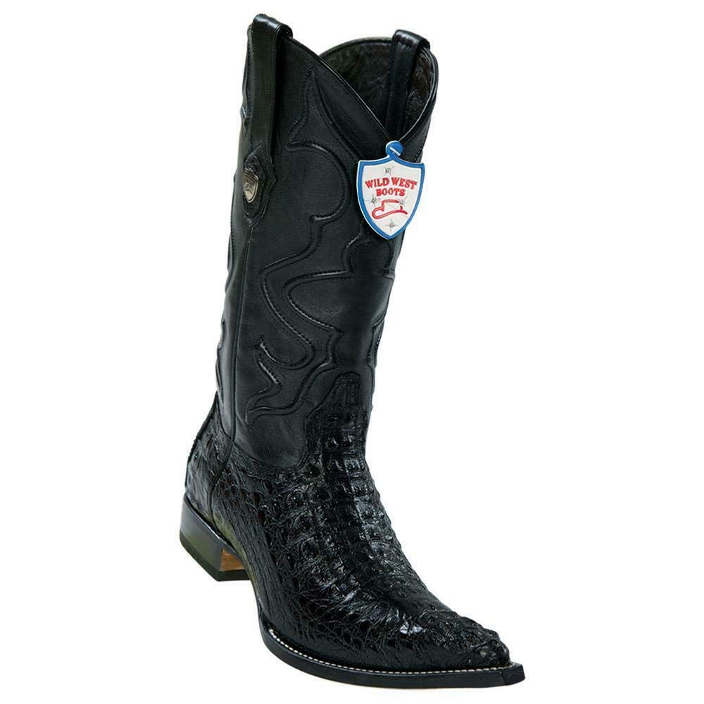 Dona Michi Men's Wild West Caiman Hornbeck 3x Toe Black Boots Handcrafted