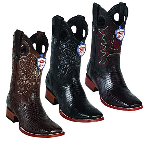 Dona Michi Men's Genuine Lizard Leather Square Toe Rodeo Western Boots Leather Sole