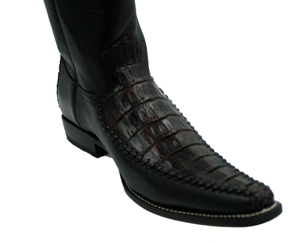 Men's Genuine Crocodile Belly Skin Leather Cowboy Square Toe Western Boots