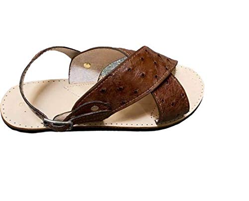 Dona Michi Men's Traditional Mexican Genuine Ostrich Leather Handmade Cruzado Sandals