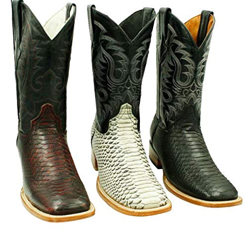 Dona Michi Men's Cow Hide Python Print Boots Square Toe Rodeo Handcrafted Quality Boots