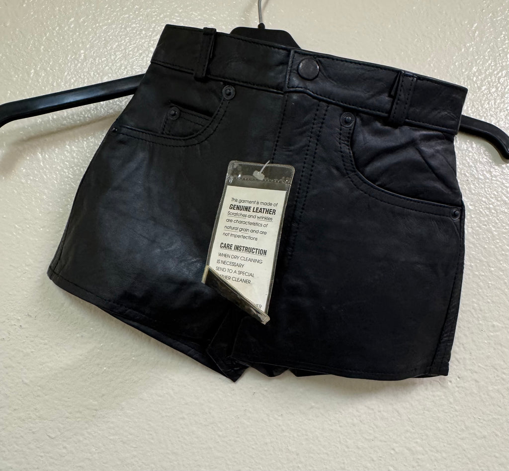 Kids Genuine Leather Shorts – Black