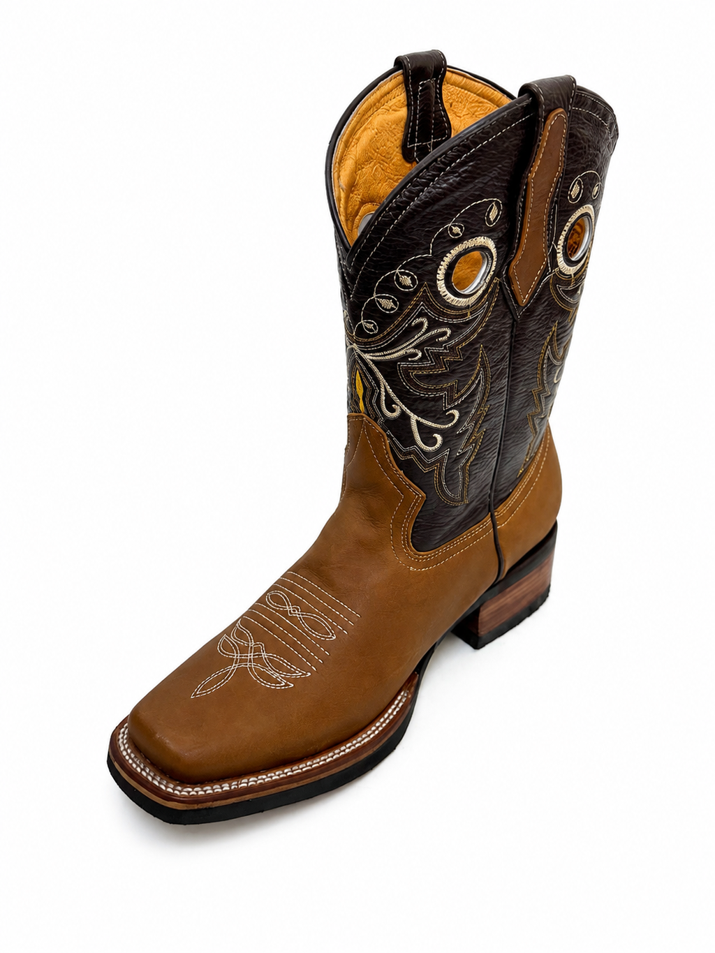 Men’s Handcrafted Genuine Leather Cowboy Rodeo Boots – Western Square Toe