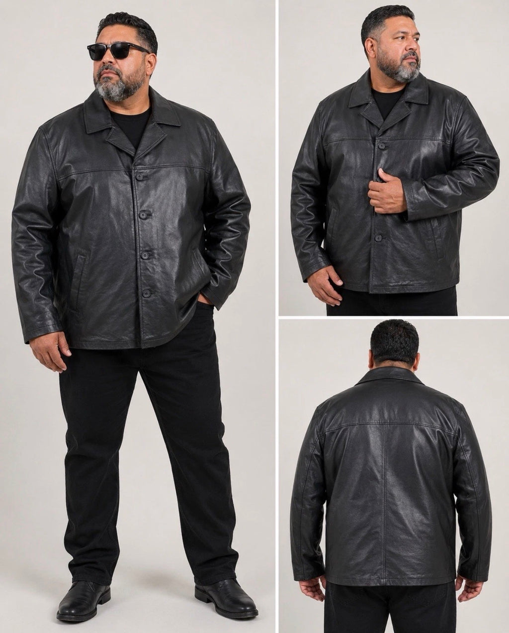 Men’s Black Genuine Leather Four-Button Jacket