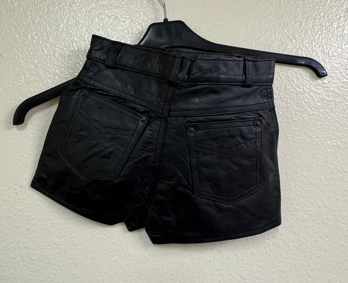 Kids Genuine Leather Shorts – Black