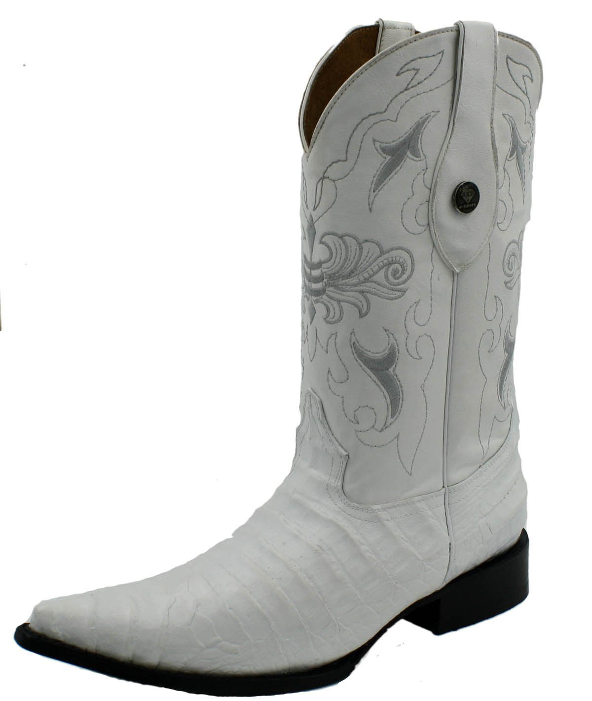 Dona Michi Men's Handcrafted Crocodile Alligator Belly Print Western Cowboy Boots