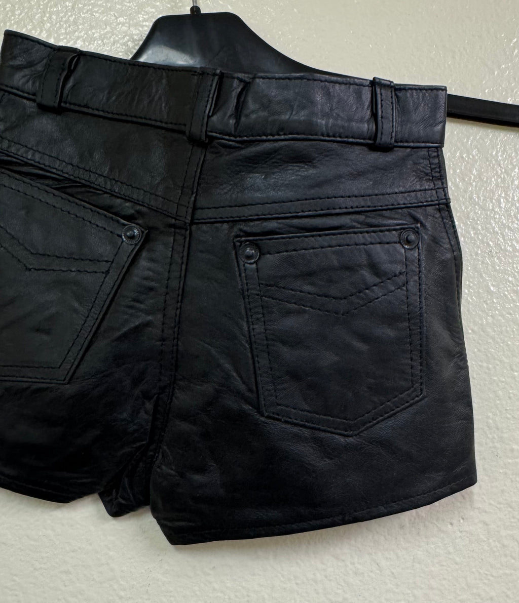 Kids Genuine Leather Shorts – Black