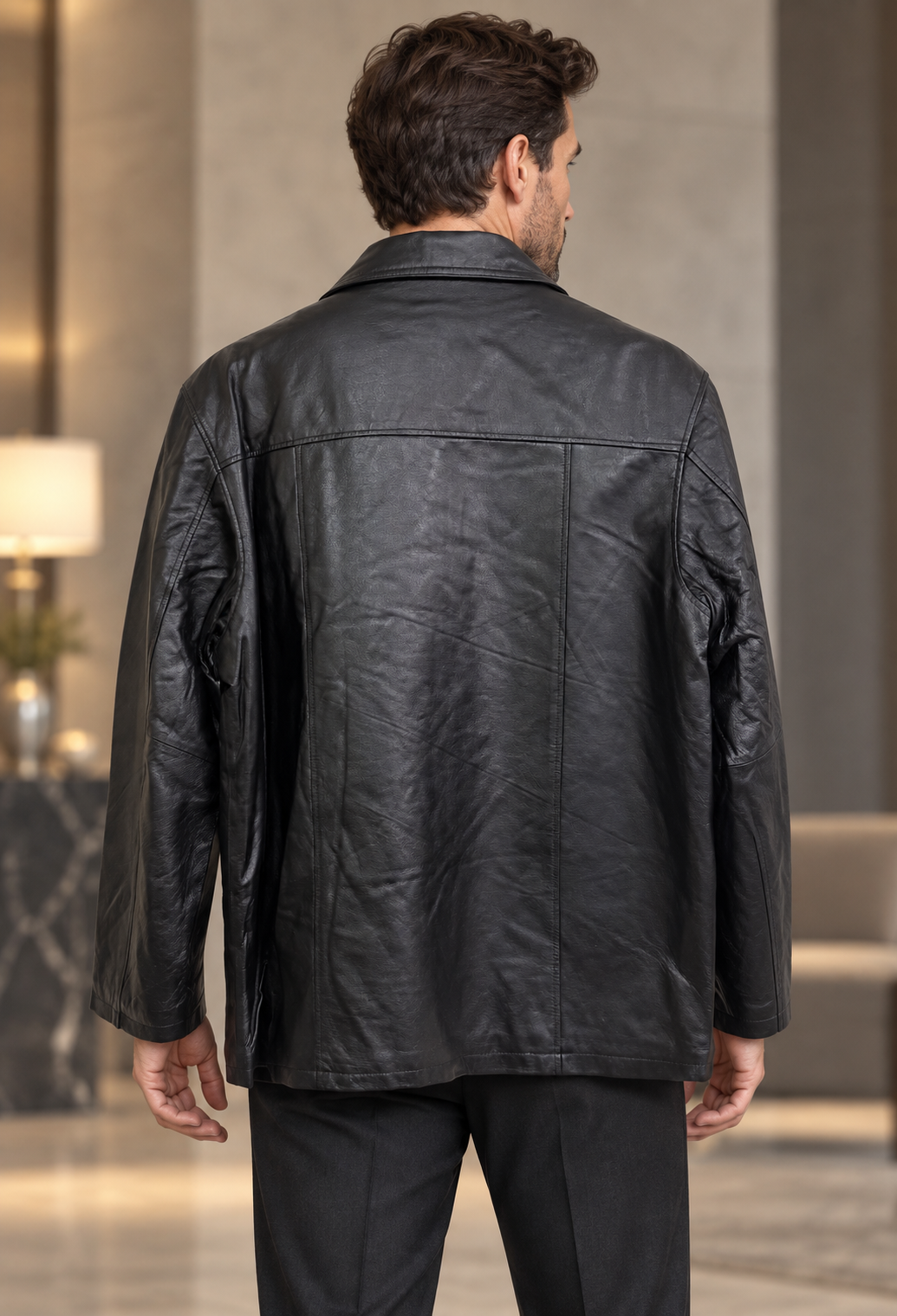 Men’s Black Genuine Leather Four-Button Jacket