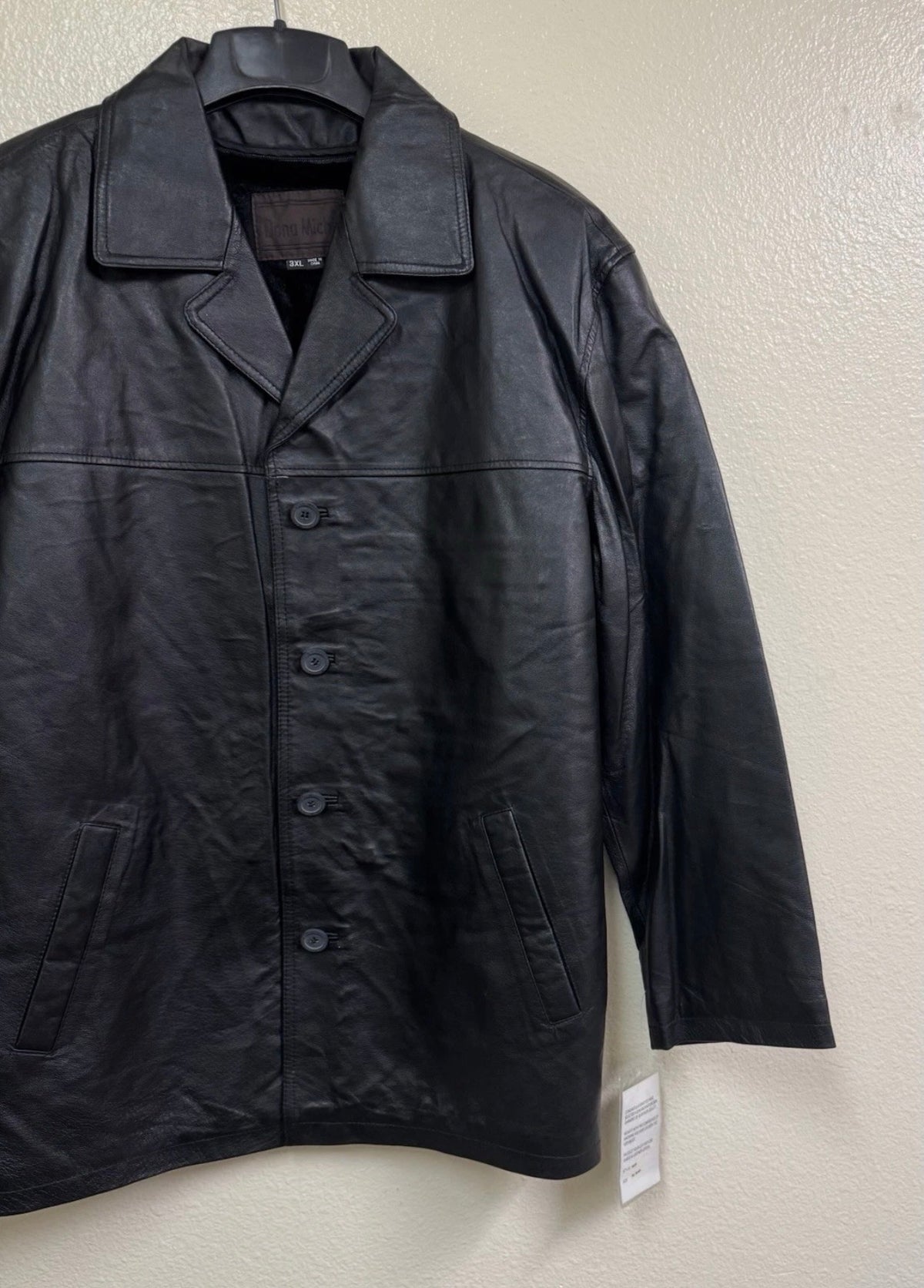 Men’s Black Genuine Leather Four-Button Jacket