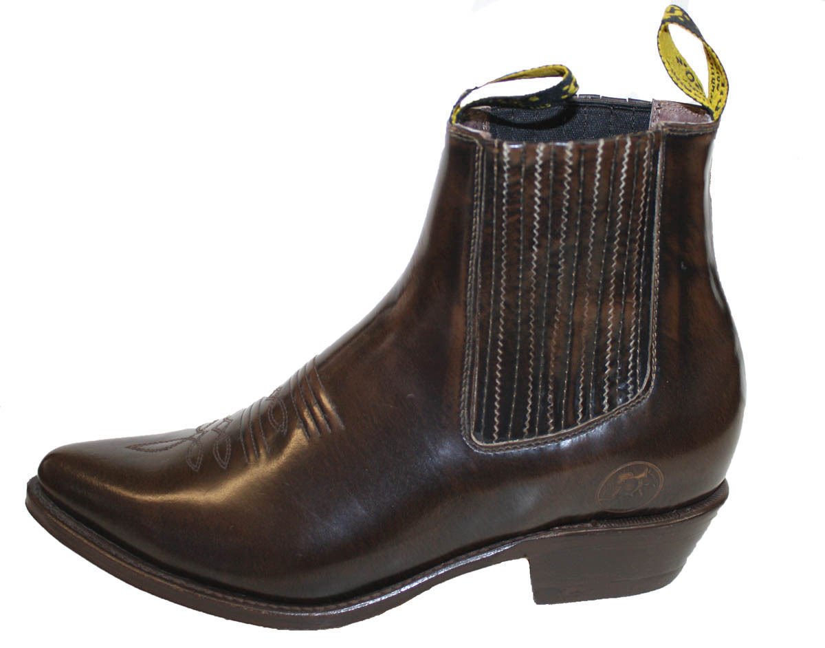 Men Genuine Cowhide Short Ankle Desgin Cowboy Boots