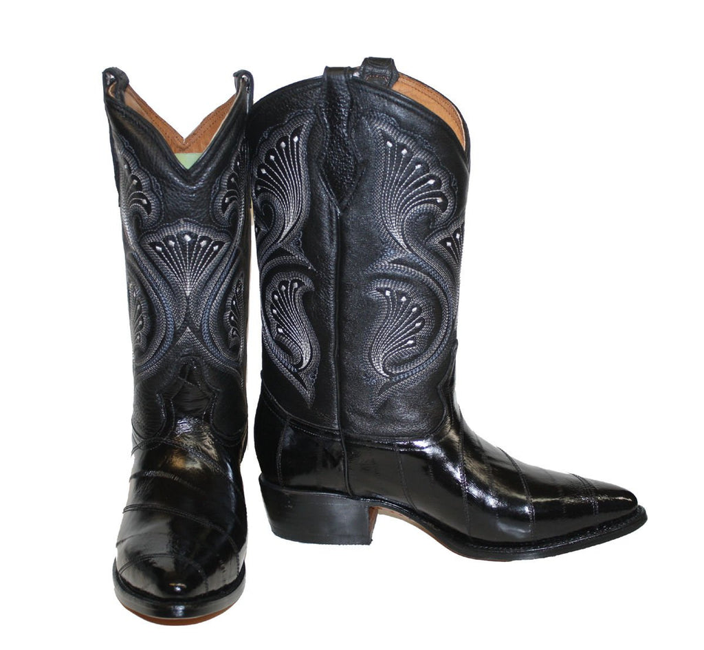 Men Genuine EEL Skin Cowboy Western j Toe Leather Boots