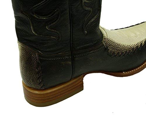 Dona Michi Men Genuine Ostrich Leg Leather Western Cowboy Snip Toe Boots