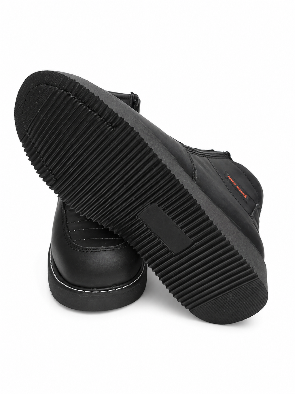 Men’s Genuine Leather Black Ankle Boots – Side Zipper, Contrast Stitching & Cushioned Design