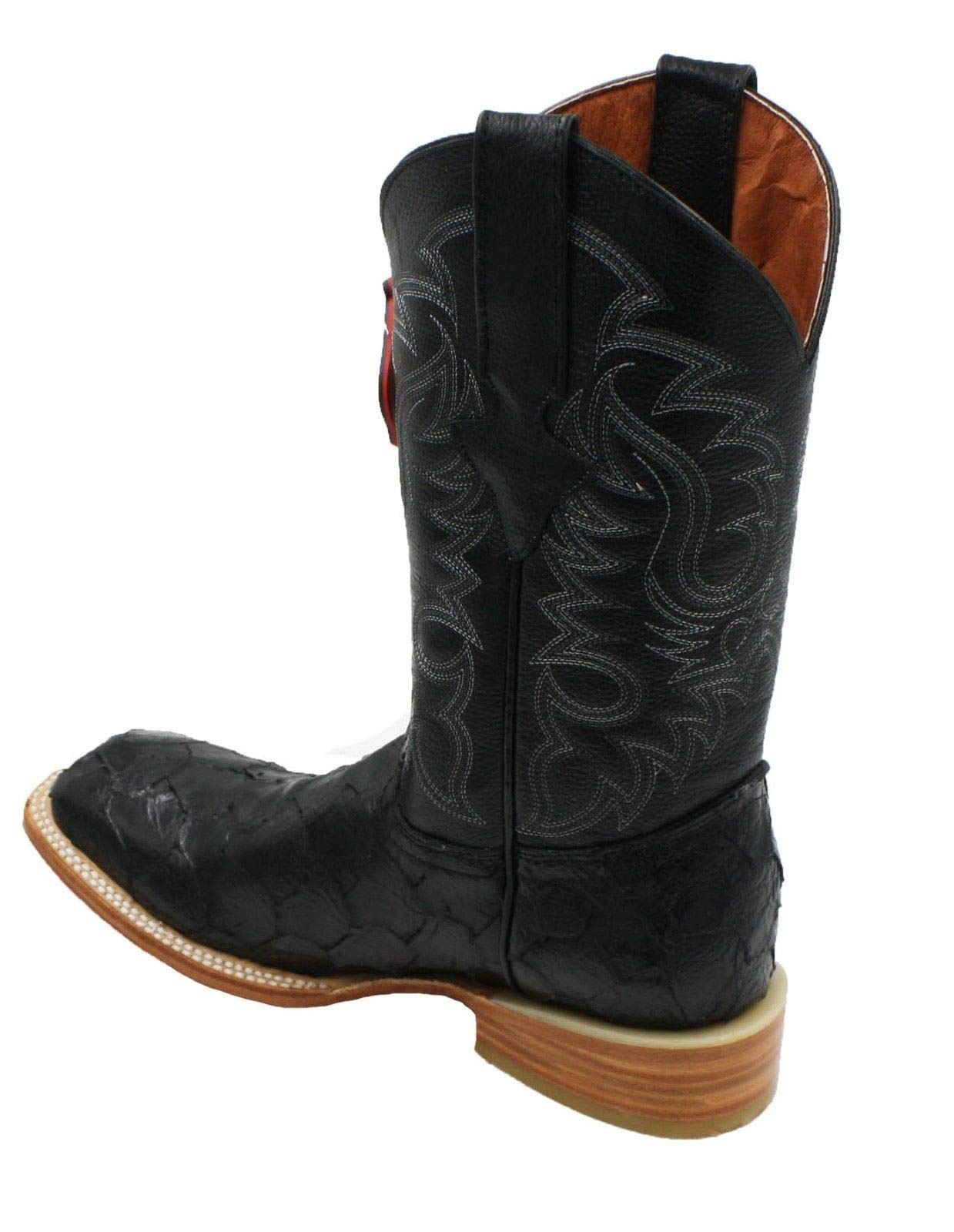 Dona Michi Men's Quincy Pirarucu Fish Print Boots Square Toe Handcrafted Boots