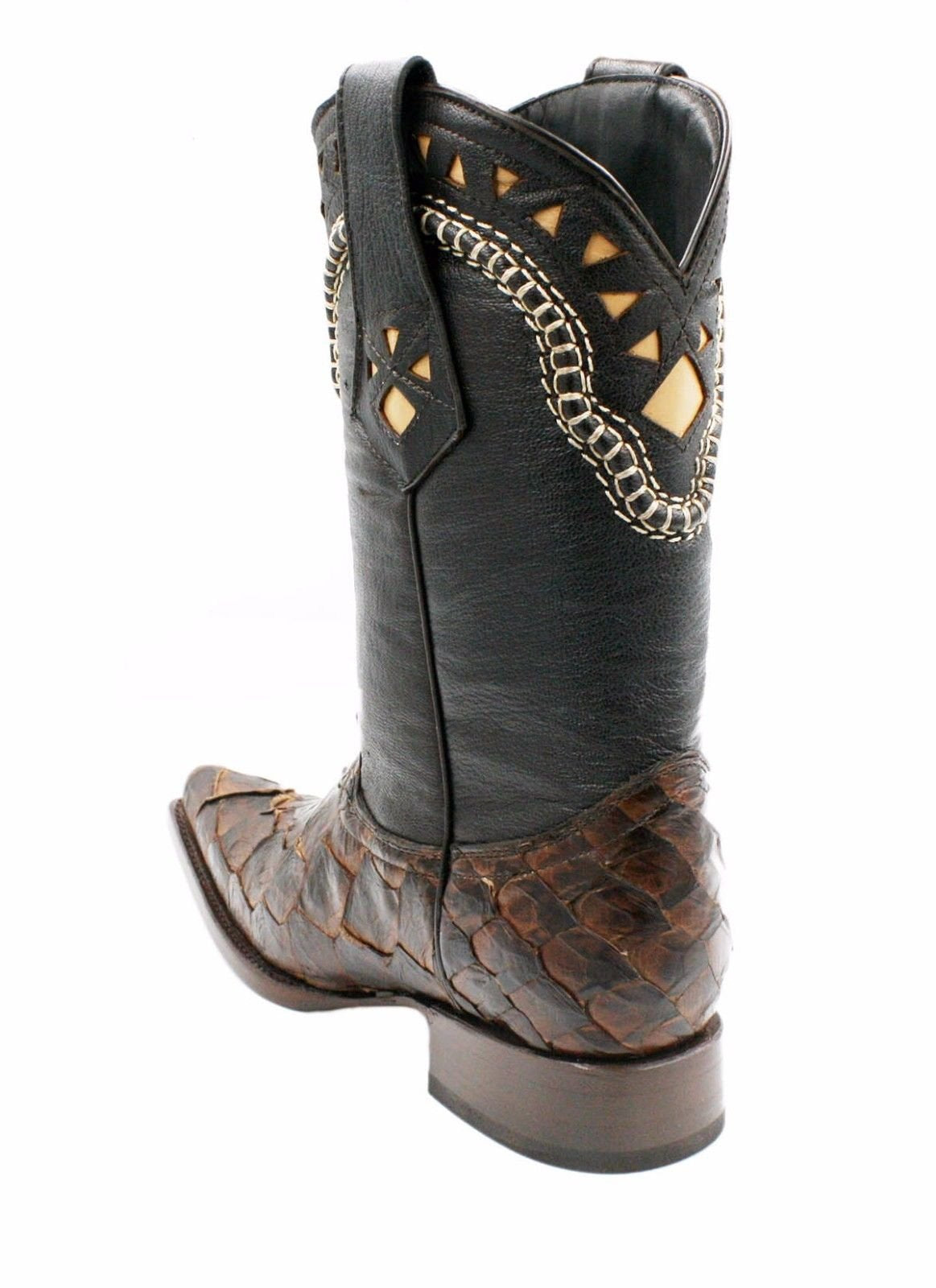 Men's Snip Toe Genuine Fish Skin Leather Cowboy Western Boots
