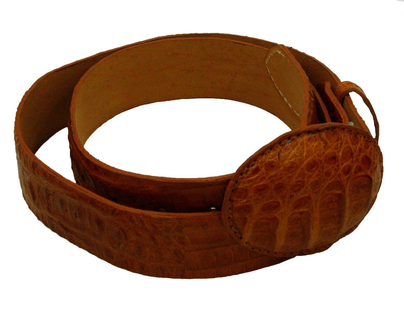 Dona Michi Genuine Crocodile Skin Leather Exotic Western Cowboy Belt with Removable Buckle