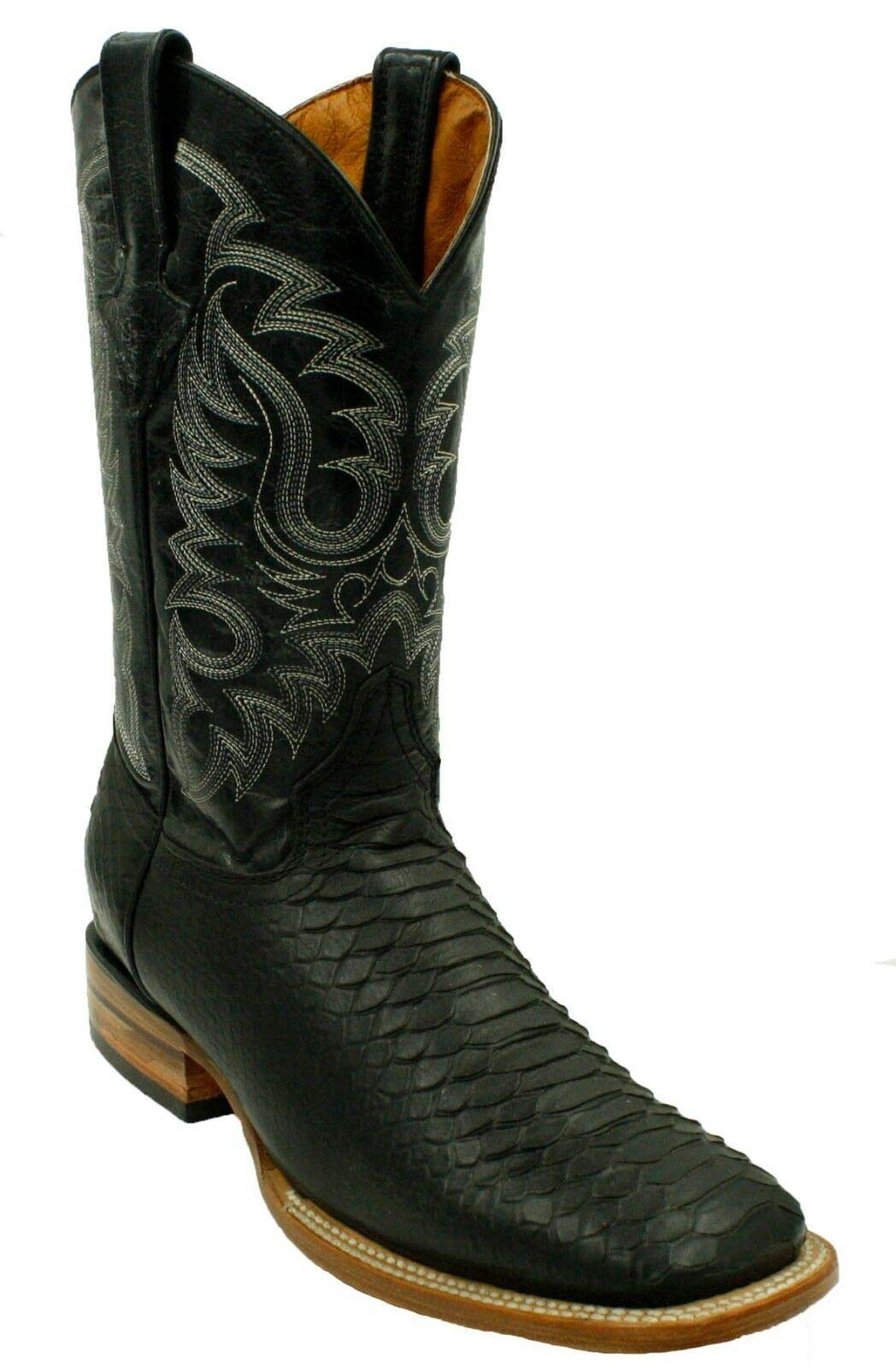 Dona Michi Men's Cow Hide Python Print Boots Square Toe Rodeo Handcrafted Quality Boots