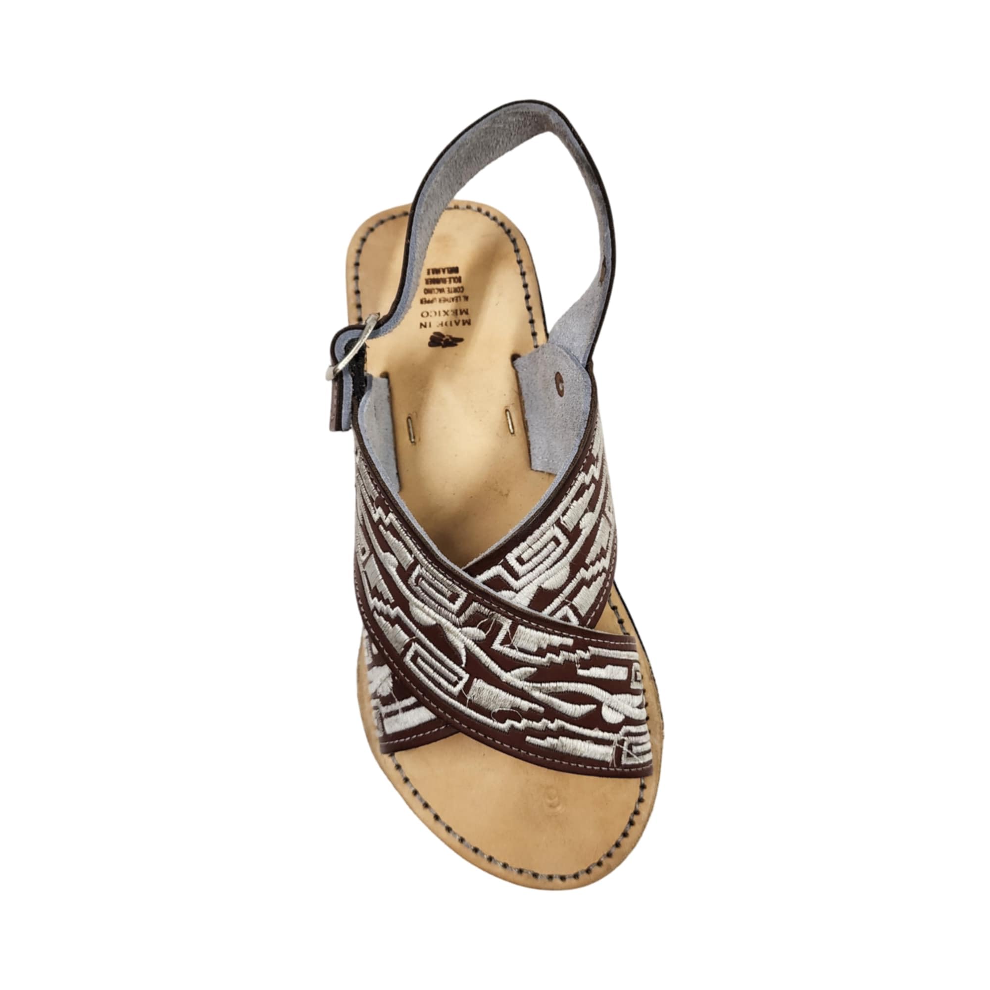 Dona Michi MEN LEATHER MEXICAN two strap PITEADO BORDADO SANDALS Huarache Cruzado Bordado