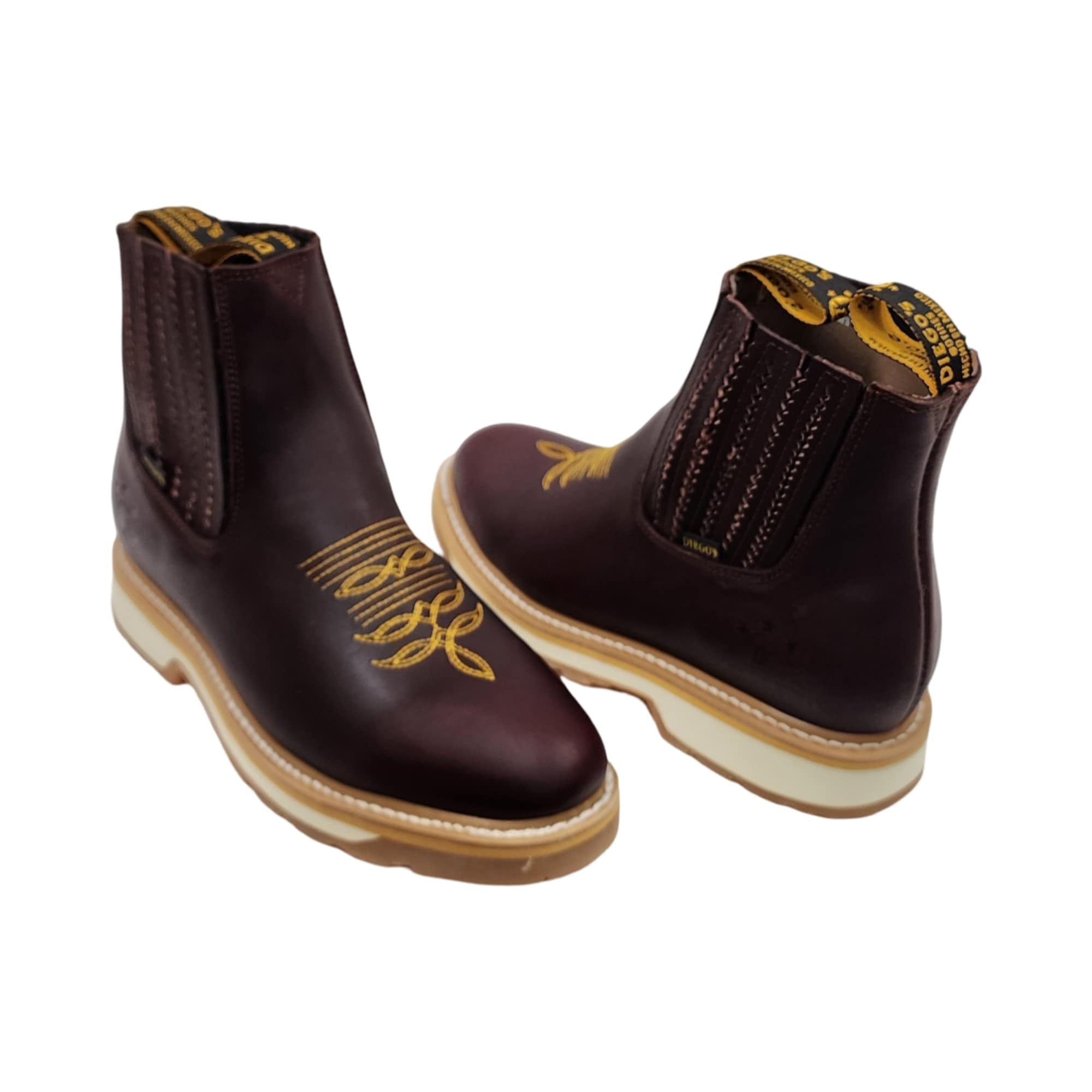 Botines de Trabajo Men's Genuine Cowhide Leather Short Ankle Western Work Boots with Wolverine Sole