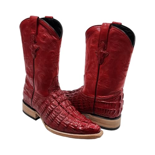 Dona Michi Men's Genuine Cowhide Crocodile Print 3X Toe Cowboy Western Boots