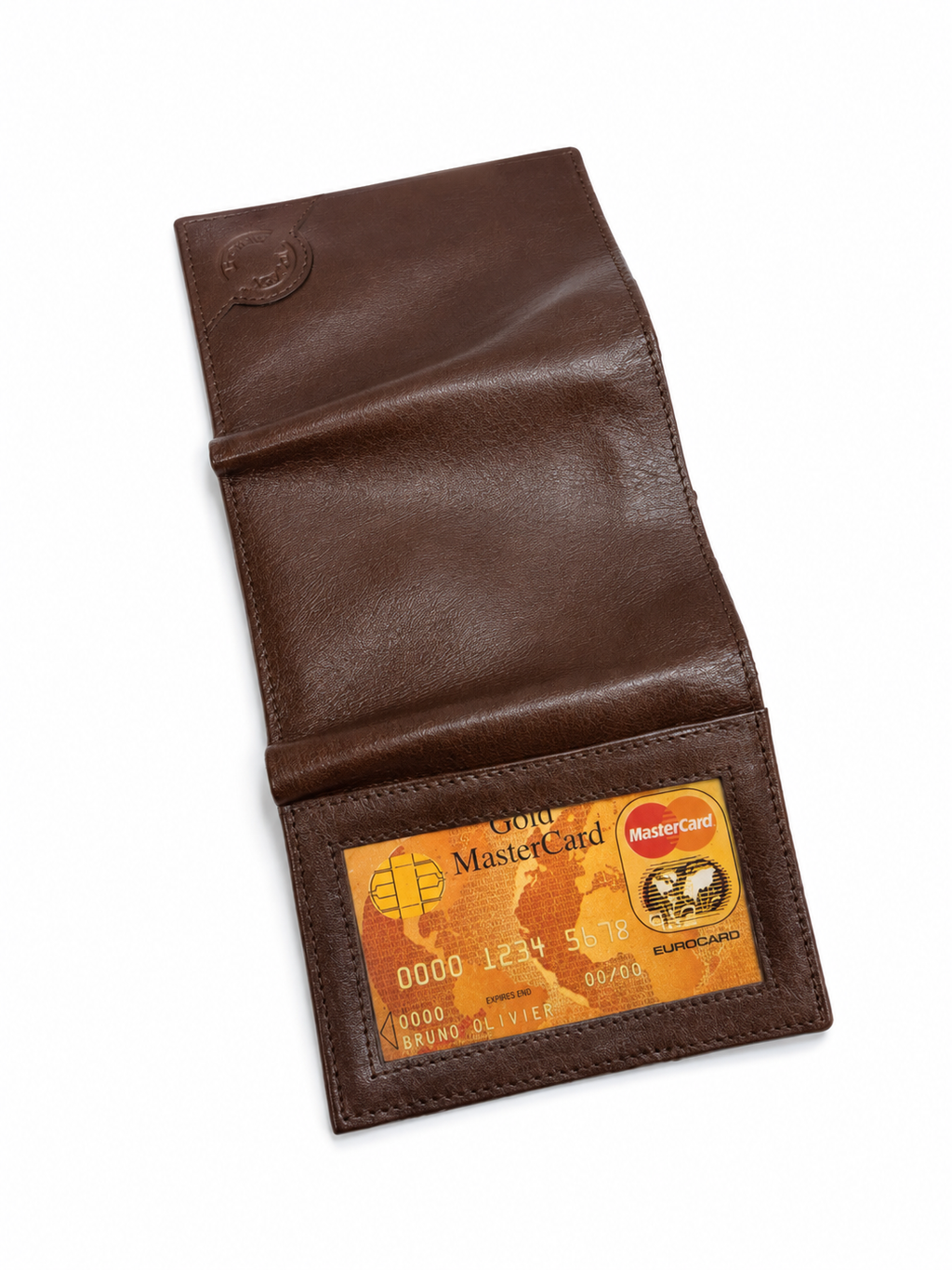 Men’s Genuine Leather Brown Bifold Wallet with ID Window & Card Slots