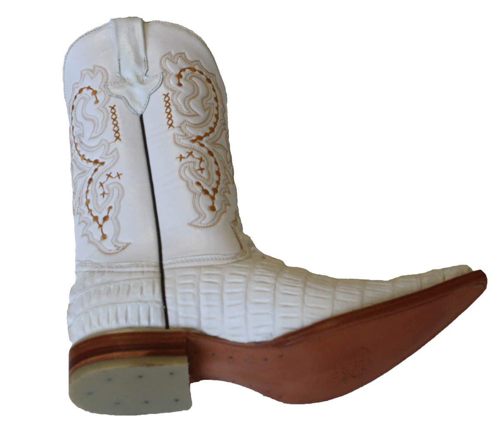 Dona Michi Cowboy boot's Crocodile Back Cut White Cowboy Handmade Luxury Boots