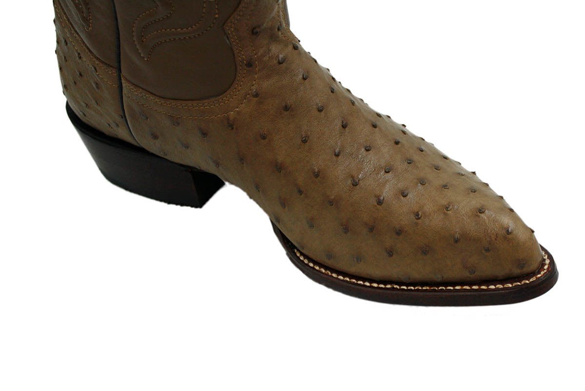Men's Genuine Wild West Real Ostrich Leather Western Cowboy Boots_Mink_6