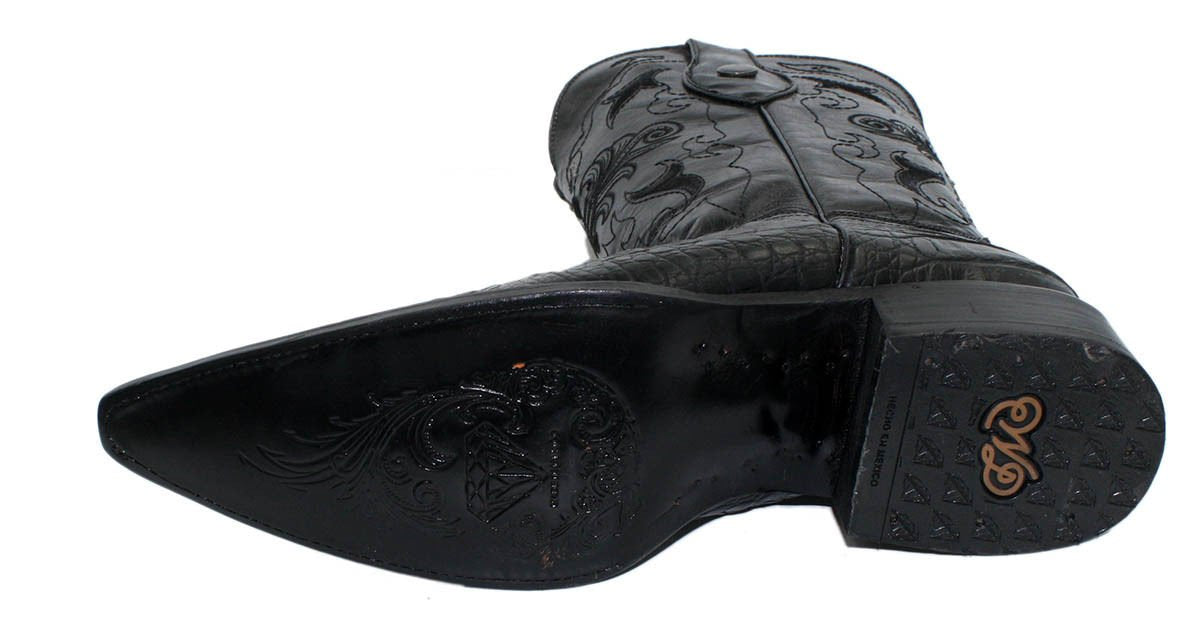 Dona Michi Men's Handcrafted Crocodile Alligator Belly Print Western Cowboy Boots