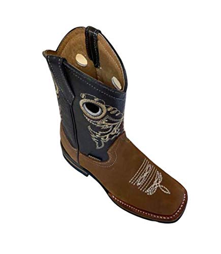 Dona Michi Kids Genuine Cowhide Leather Western Cowboy Rodeo Square Toe Handmade Bota