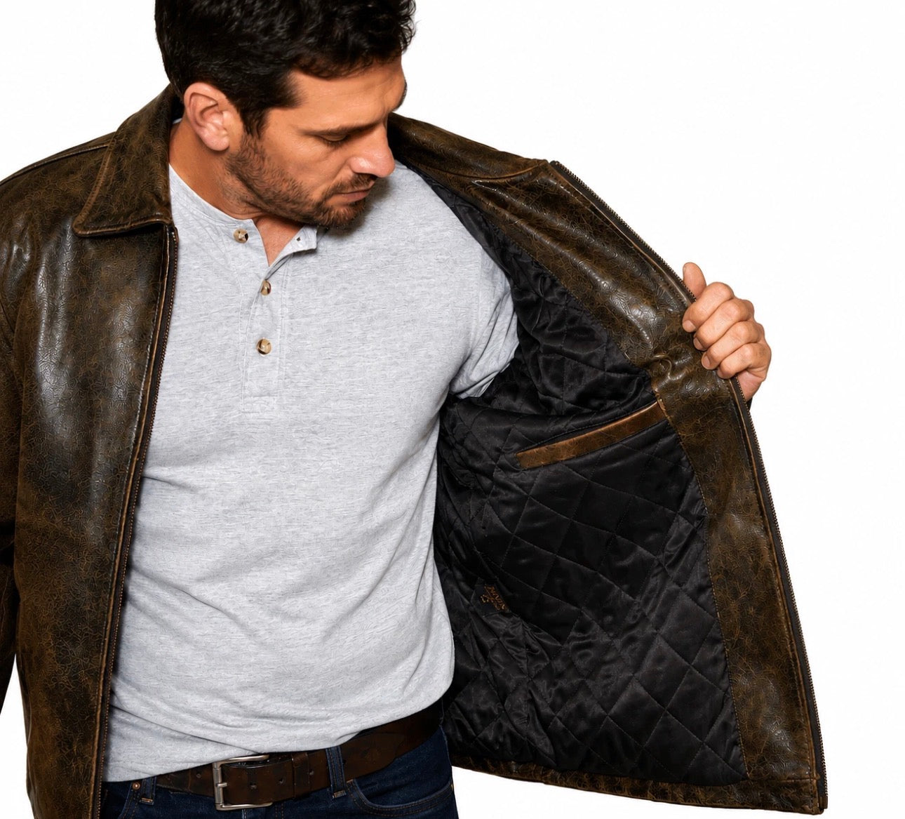 Men’s Genuine Leather Distressed Brown Vintage Jacket