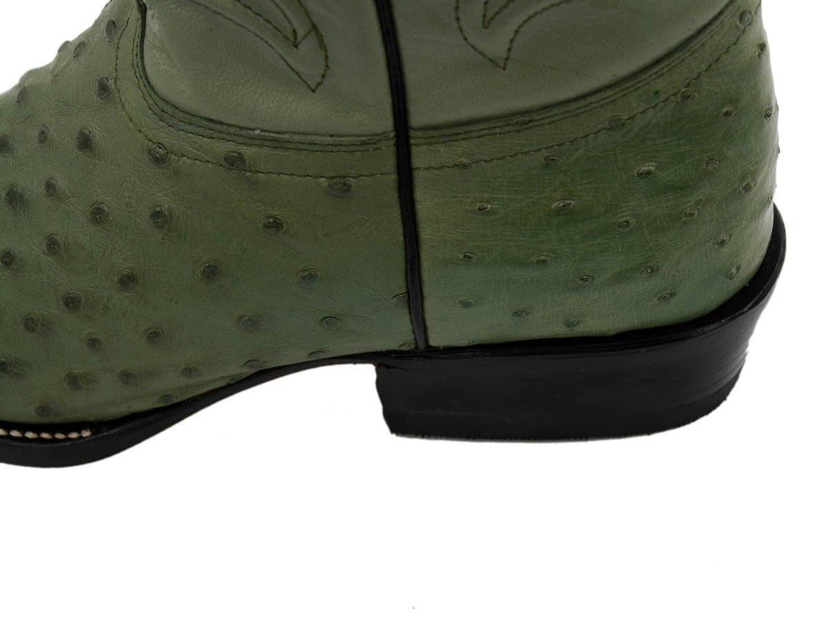 Men's Genuine Wild West Real Ostrich Leather Western Cowboy Boots_Green_6.5