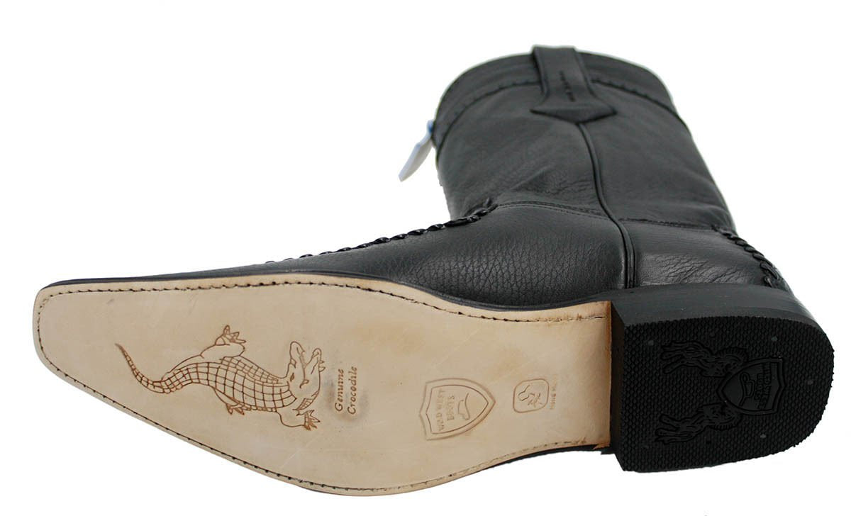 Men's Genuine Crocodile Belly Skin Leather Cowboy Square Toe Western Boots