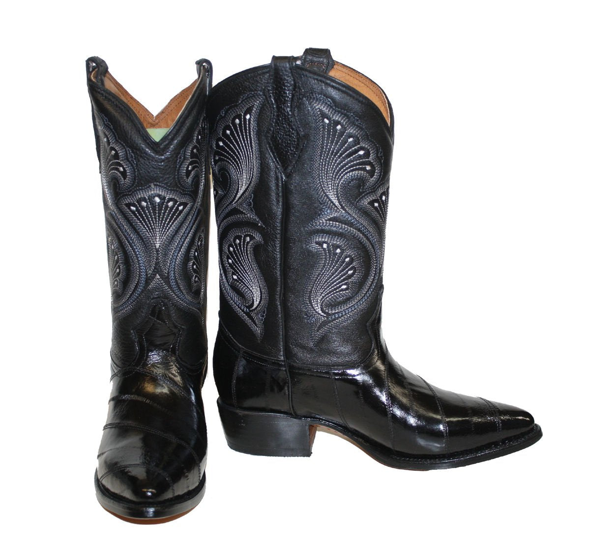 Men Genuine EEL Skin Cowboy Western j Toe Leather Boots
